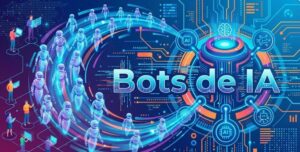 Ilustración tech donde enjambres de Bots de IA invaden la red desplazando al tráfico humano.